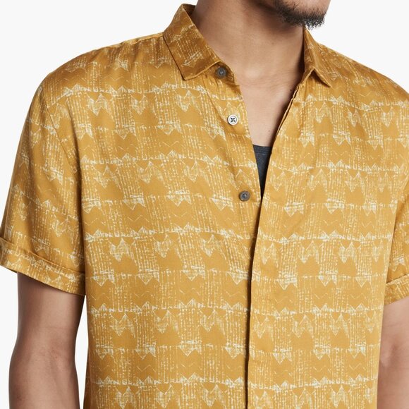 John Varvatos Collection Men's Short Sleeve Loren Retro Vibe Shirt Honeysuckle - Picture 2 of 8